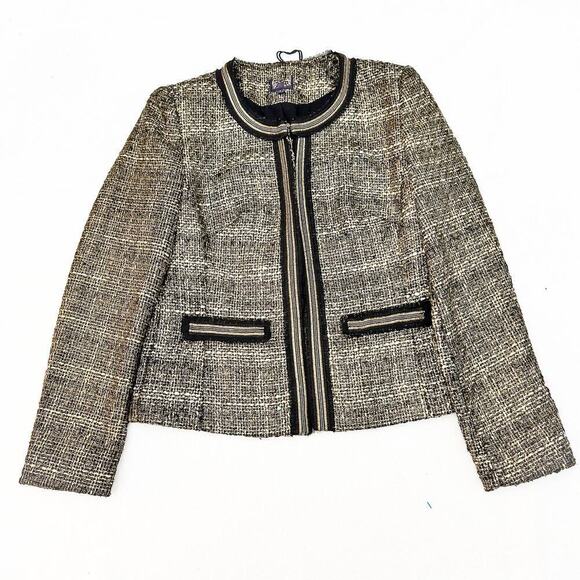 Marks and Spencer Metallic Tweed Jacket Raw Edge Hem Size 8 - Picture 1 of 6
